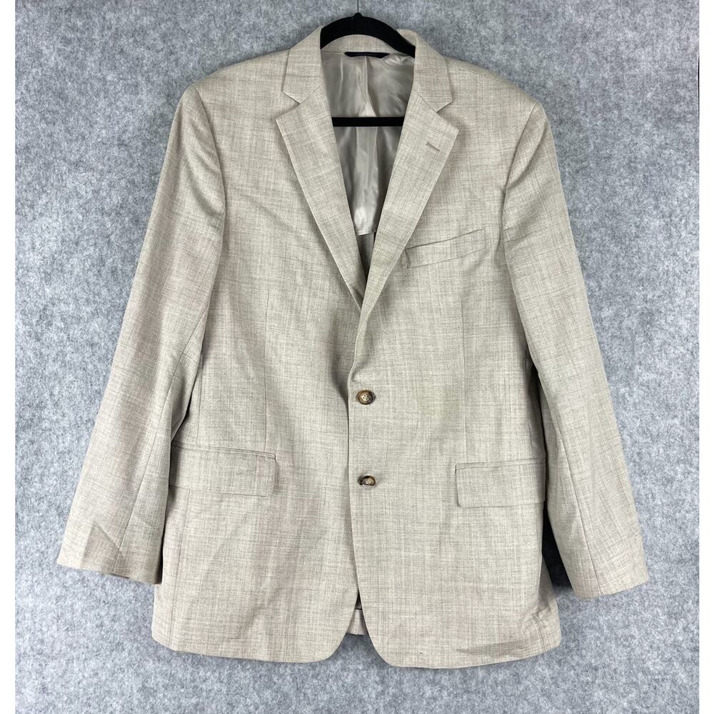 Brooks Brothers Regent Fit Blazer Sport Coat Mens 42R Beige Wool Ramie 2 Button